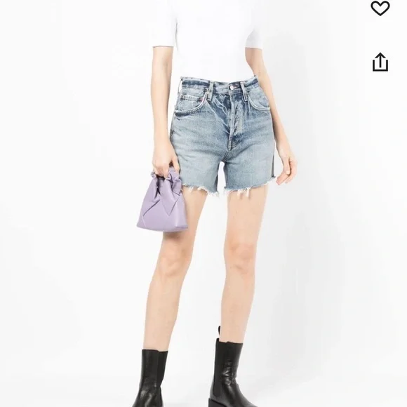 Agolde Riley High Rise Slim Leg Shorts Size 32 - Picture 2 of 8